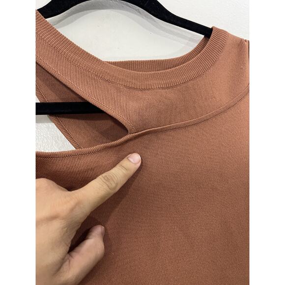 Y2K Minimalist Cutout Ribbed Crop Top XL Ballet Scandi Capsule Quiet Luxury Boho - Picture 8 of 16